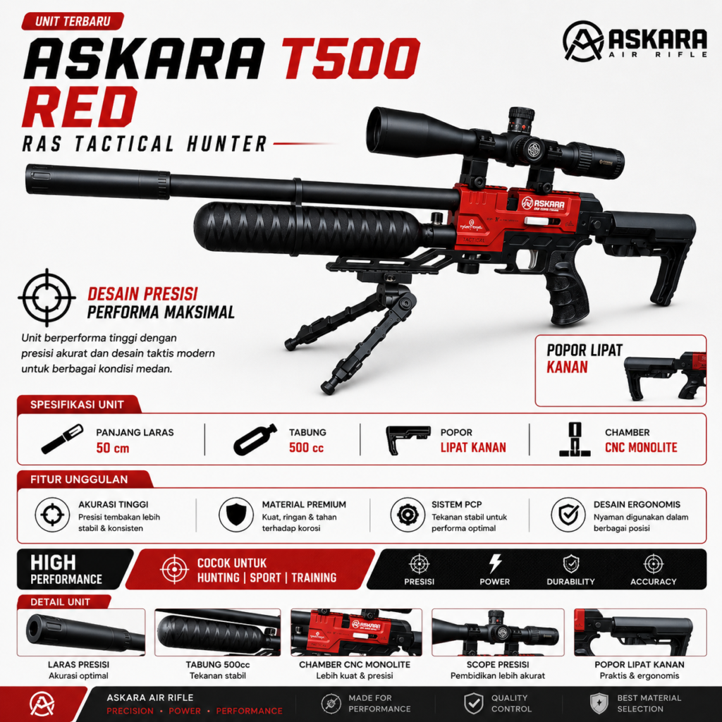 Senapan Angin PCP Tactical Askara T-500 Red